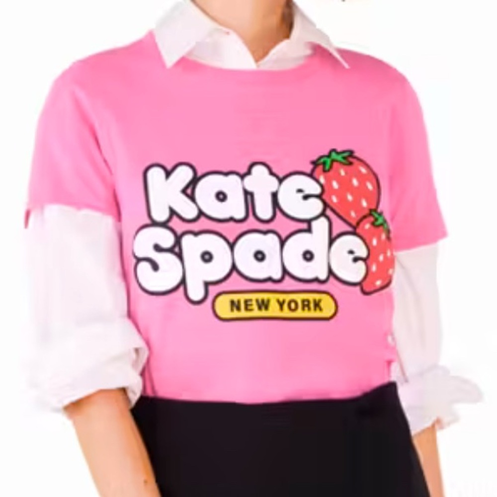 Kate Spade Pink Strawberry Logo Tee - Picture 2 of 3